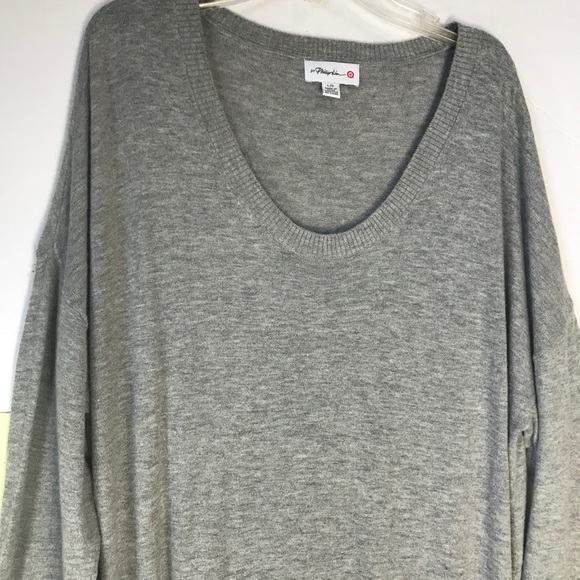 3.1 Phillip Lim x Target Grey Sweater Dress Flowy Skirt Cotton Chiffon Tunic Top - Picture 5 of 14